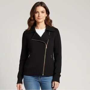 LAUREN RALPH LAUREN Jean company ladies black zip up Moto style jacket small